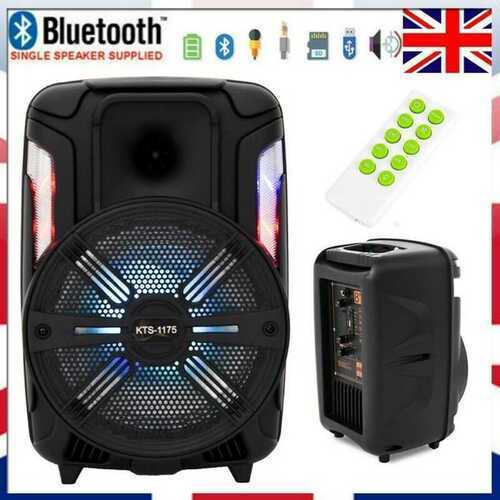 Portable Speaker Bluetooth Karaoke Machine Microphone 8 LED Light UK Stock