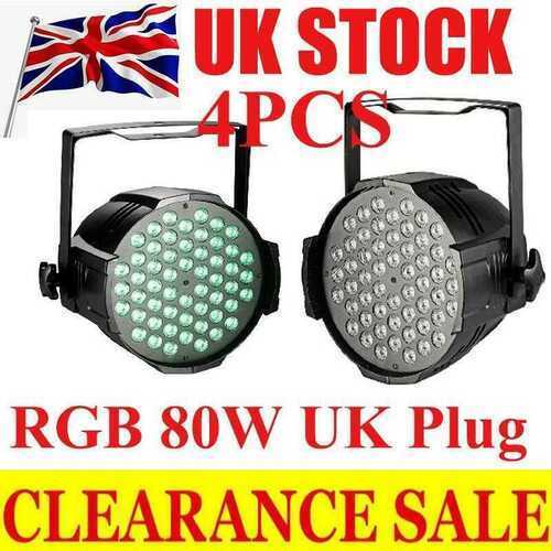 4X 80W DMX UK Plug LED Magic Party DJ Stage Light Club RGB Lighting Lights Lamp