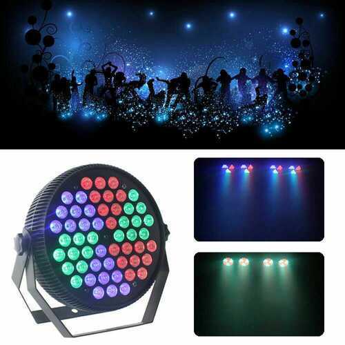 Stage Light U`King 54 LED RGBW Rainbow PAR CAN Disco Party DJ Light DMX Metal