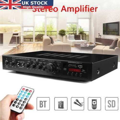 1000W Digital 5CH Bluetooth Stereo HIFI USB Audio Power Amplifier Remote Control