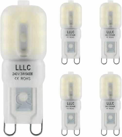 5 x G9 LED Bulbs 3w Cool White Equivalent 30w Replacement for Halogen...