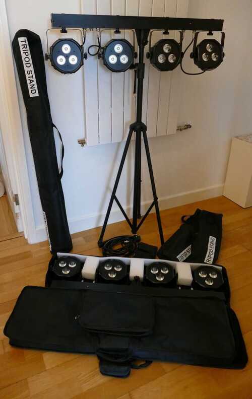 Gear 4 Music Cosmos 108. 2 Tripod Lighting Rigs, Cases, Leads, Manual. V Good.