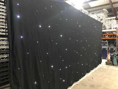 Starcloth Theatre Drape LED Star filled Black Wool Surge Curtain - Ex Hire.