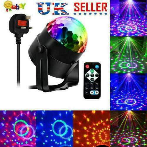 Mini Disco Light Ball Party Lights LED RGB Rotating Disco Club DJ Stage Remote