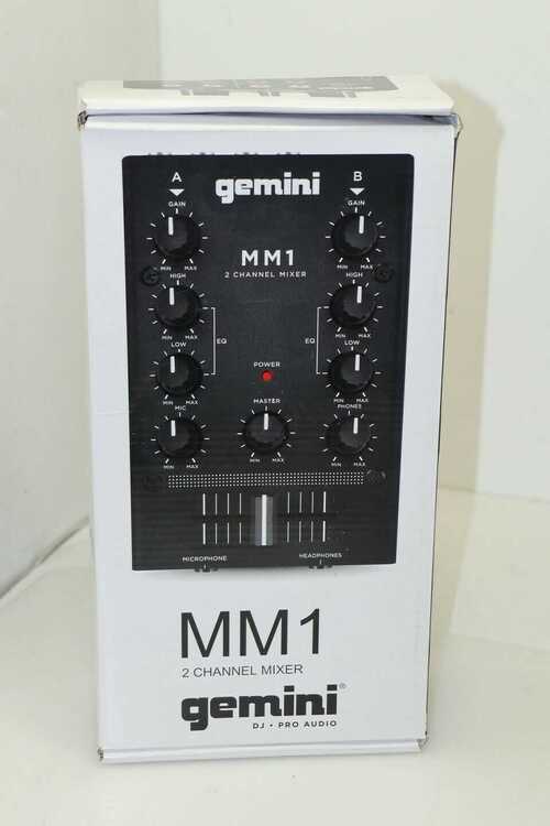 Gemini MM1 Small Portable DJ 2-Channel Mixer with 2-Band Rotary Equaliser /204