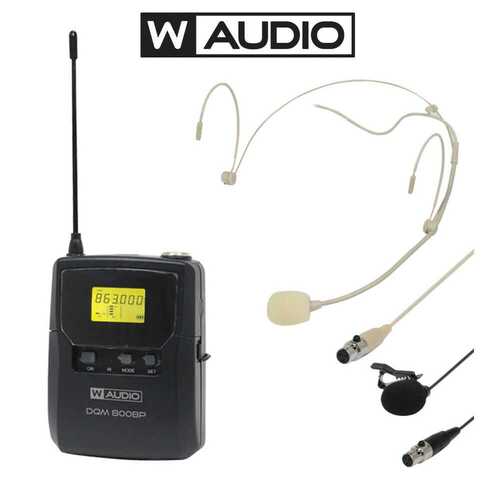 W Audio DQM 800BP UHF Wireless Lavalier / Headset Microphone Beltpack Kit