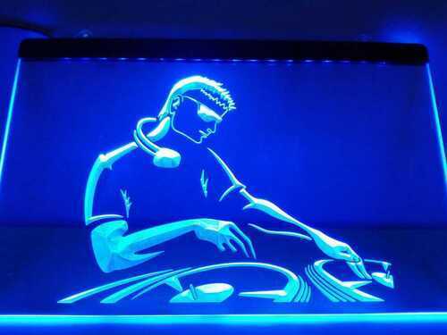 DJ Disc Jockey Blue Neon Wall Light - USA Pop Memorabilia Great Gift Idea Decks