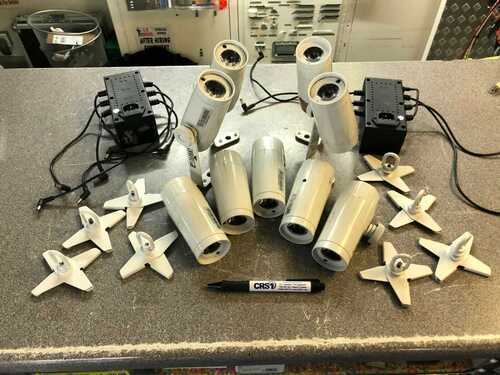 A set of NINE (9) Chauvet EZpin DJ Spot Lights with two chargers