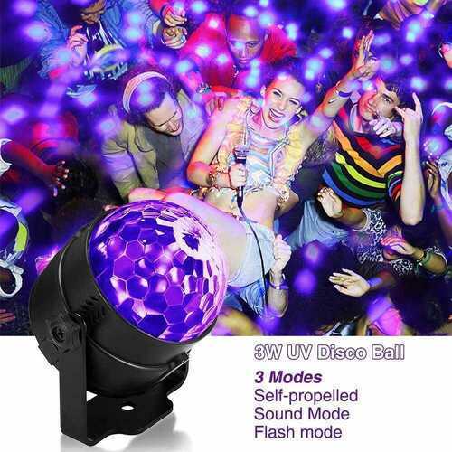 U`King UV 3LEDs Magic Ball Stage Effect Light+Remote Auto Sound DJ Disco Concert