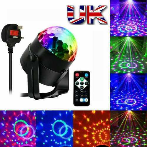 Voice Control Stage Light 7 RGB 120 degrees UK Plug for Christmas Birthday Party