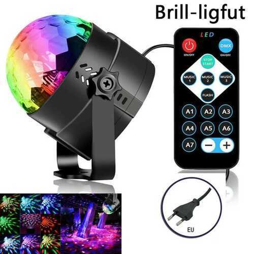 Sound Activated Rotating Stage Light Ball Disco Party KTV Lamp 3W RGB LED uk