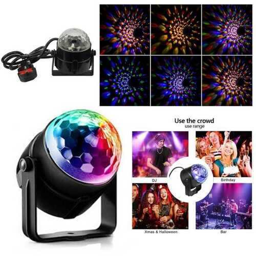 Sound Active RGB LED Stage Light Crystal Ball Disco Club DJ Party Soundactive UK