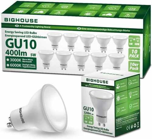 GU10 LED Light Bulbs, 5W, 400lm, 3000k Warm White, 50W Halogen Bulbs...