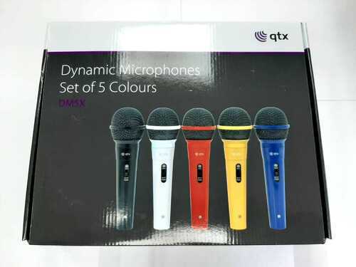 Dynamic Microphones set of 5 colours Supplied with 5 XLR to 5.3m Jack leads