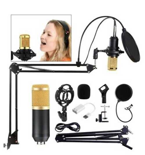 BM800 Condenser Microphone Kit Mic Sound Record Arm Stand Pop Filter USB Adapter