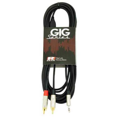 Y Lead Cable 3.5mm Stereo Jack to 2 x RCA 8m