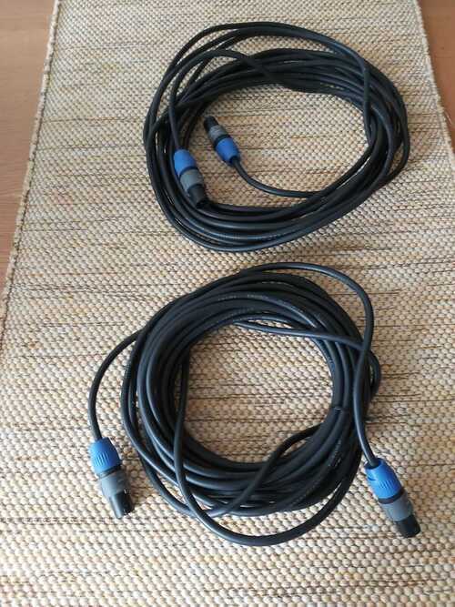 10 metre Pair of 2 core Black Neutrik Speakers to Power Amp Speaker cables
