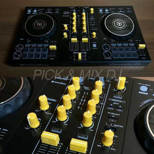 Pioneer DDJ-400 Colour custom replacement Knobs and Faders like Chroma Caps YELLOW