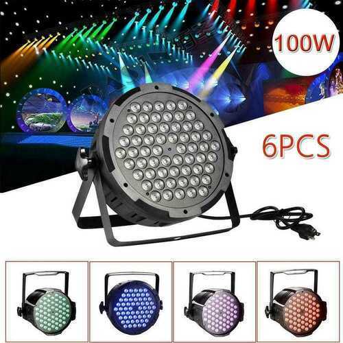 6PCS 60 LED Stage Lights RGB Par Can Flat DMX512 DJ Disco Bar Uplighter Lighting