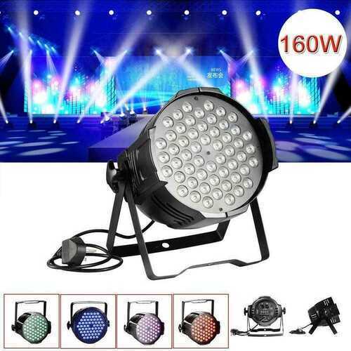 54 LED RGB Par Can Stage Lights 160W Flat DMX512 DJ Disco Bar Uplighter Lighting