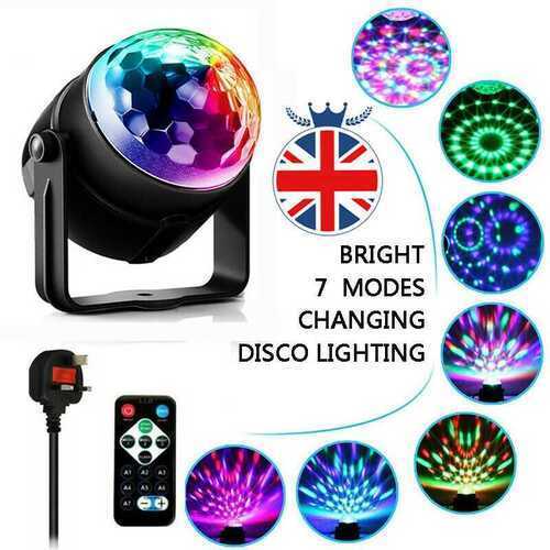 Christmas Party Roating LED Stage Light Ball Remote Voice Control 7 RGB