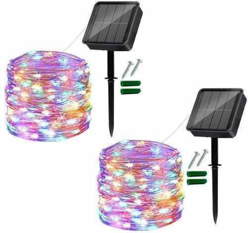 Solar String Lights Outdoor, 2 Pack 120LED Powered Fairy Colored