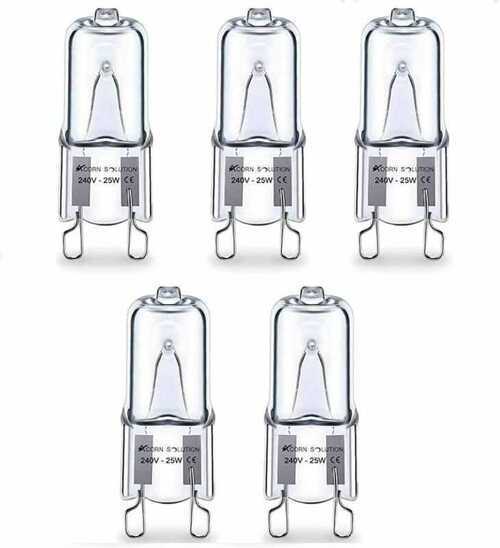 AcornSolution 5 x G9 Halogen Light Bulbs Clear Capsule 220V- 240V 25W