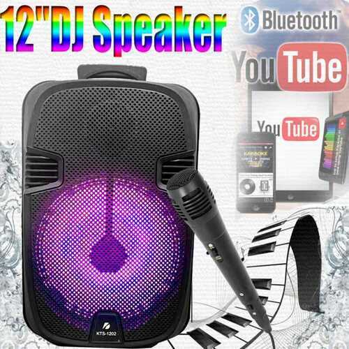 KTS Portable Bluetooth Karaoke Machine Disco Lights 50w Speaker 1Wireless Mics