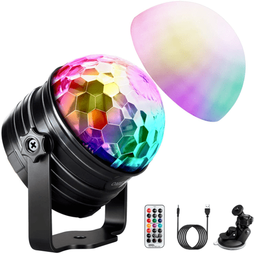 OMERIL Disco Light with Mood Light Mode, 7 RGB Color Changing, Timer and Dimmabl