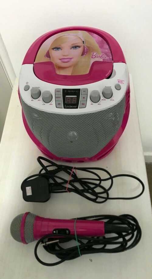 Barbie pink cd player with microphone