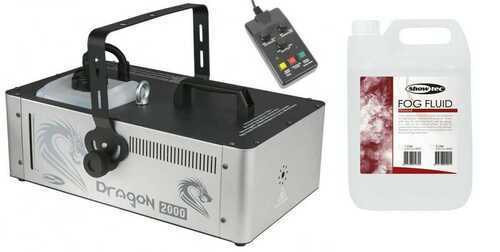 Showtec Dragon 2000W High Power Smoke Fog Machine inc Timer Remote and 5lts Fluid