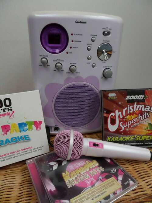 Goodmans Kids/Children's Karaoke System In Pink With CD's Music