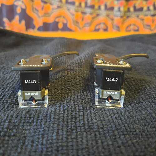 Technics Headshells Pair with M44-7 + M44G (identical) Cartridge and N44G Styli