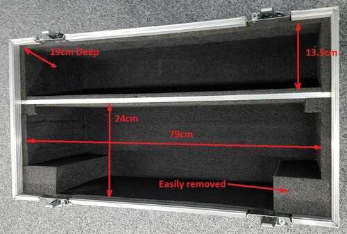 Small foam lined flight case on lockable wheels