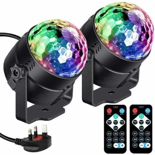 2 X Party Disco Lights Magic Ball LED RGB Rotat Stage Club DJ Decor+ Remote UK