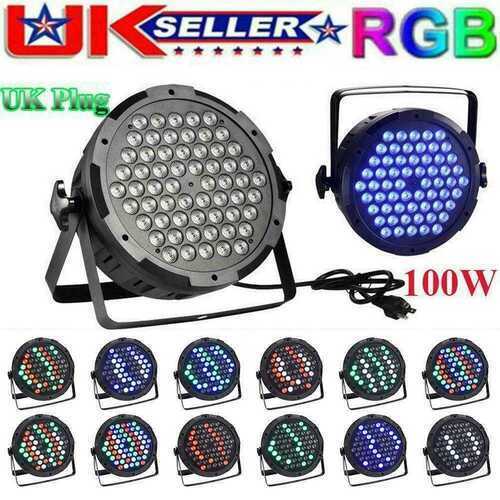 100W LED RGB Par Can Stage Lights Flat DMX512 DJ Disco Bar Uplighter Lighting UK