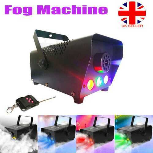 Smoke Machine Fog Mist Effect Stage DJ Party Disco Coloured LED Flame 500W Gift