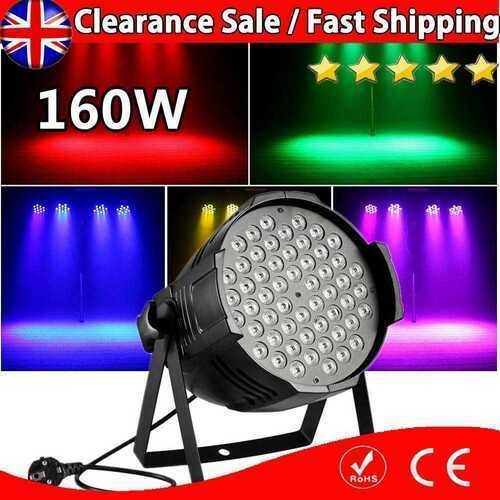 LED RGB Par Can Stage Lights 160W Flat DMX512 DJ Disco Bar Uplighter Lighting