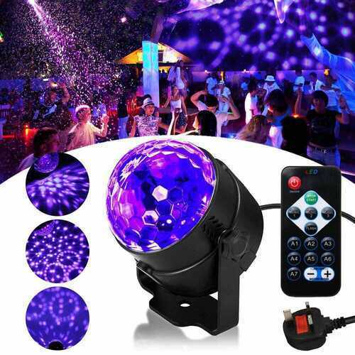 RGB LED Stage Light Crystal Ball Disco Club DJ Party Soundactive + Remote UK