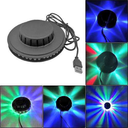 5W USB RGB Sound Activated Rotating Disco Stage Lights LED Ball Party Lamp Decor