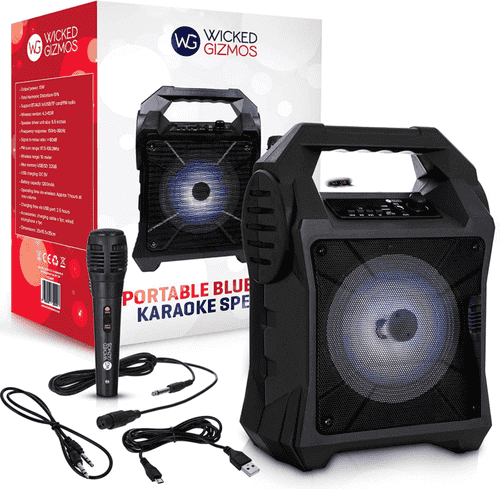 Karaoke Machine Portable System Flashing Lights and Microphone Bluetooth SD USB