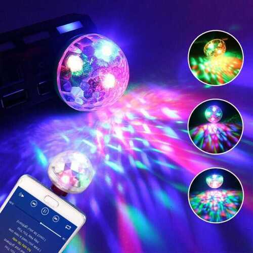 Mini USB RGB LED Stage Lamp Remote Controls Disco Ball Lights Home Car Party~