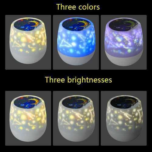 Rotation LED Night Light Ceiling Projector Kids Star Sky Moon Baby Bedroom Gift