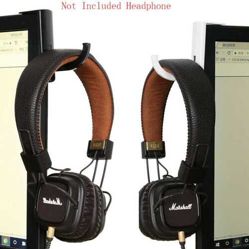 Headphone Headset Hanger Holder Hook / Tape Sticker for Desk PC Display Monitor~