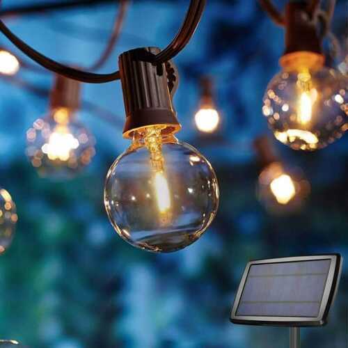 Solar String Light Outdoor Garden Waterproof 25FT LED Bulbs G40 4 Lighting...