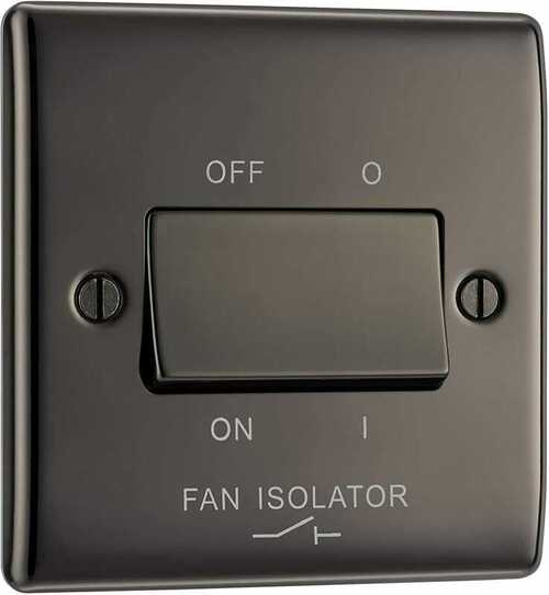 BG Electrical 3-Pole Fan Isolator Switch, Black Nickel, 2-Way, Nickel