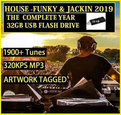 House 2019 'Complete Year' *32GB USB DRIVE* Funky, Jackin, Future dance MP3 DJ