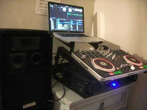 DJ Set Up / Package - Numark ProMixer, Speakers, Amp, headphones. stand