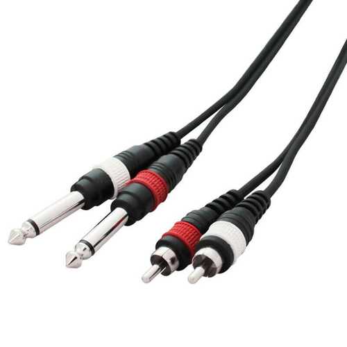 W-Audio 1.5m 2 x Phono  2 x 6.35mm Mono Jack Cable