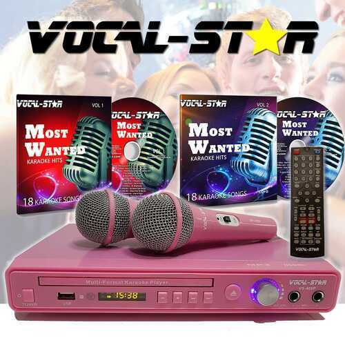 Vocal-Star Pink VS-400 DVD CDG MP3 Karaoke Machine 2 Mics and Songs (exdem 326)